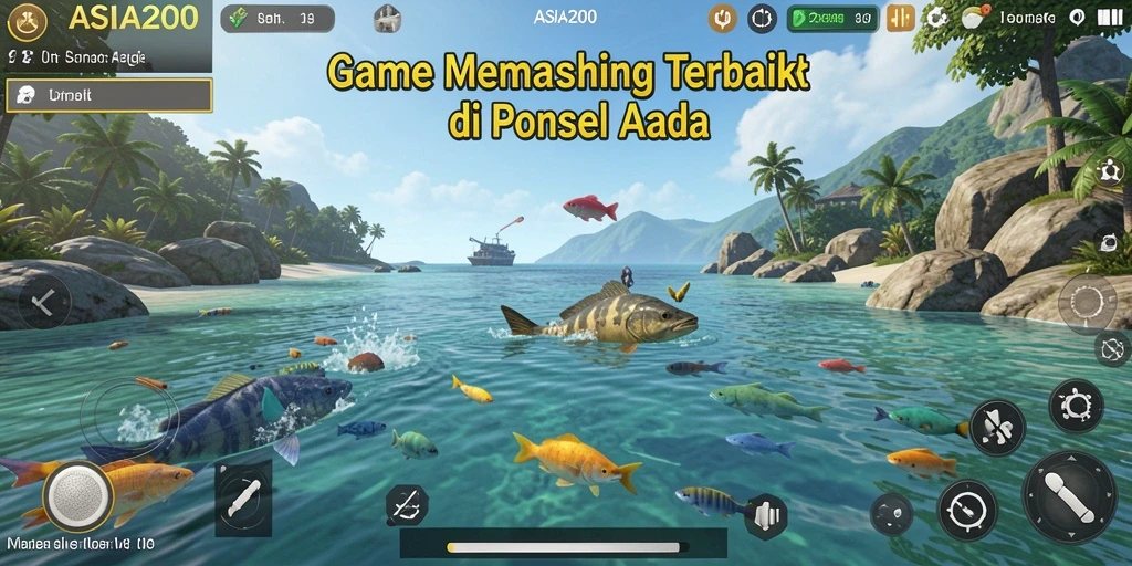 Screenshot gameplay ASIA200 menampilkan pengalaman memancing seru di laut.