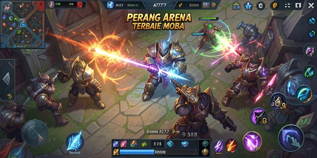 Tampilan aksi seru dari avatar di arena MOBA