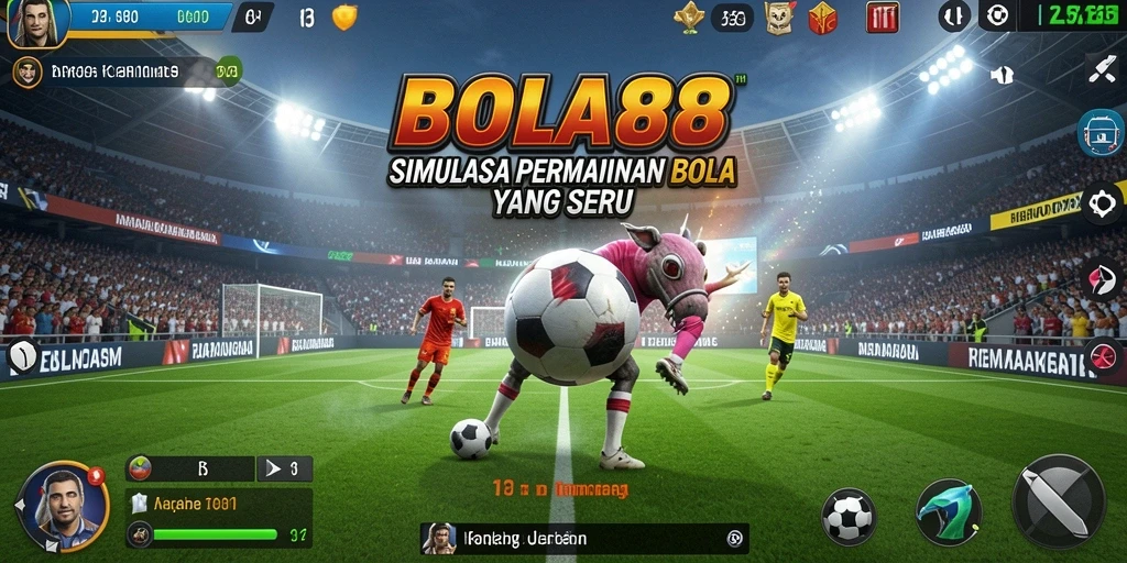 Tampilan gameplay BOLA88 yang menonjolkan aksi pertandingan sepak bola.