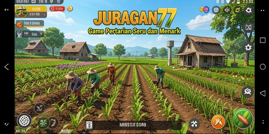 Gameplay JURAGAN77 menampilkan aktivitas bertani yang seru dan menantang.
