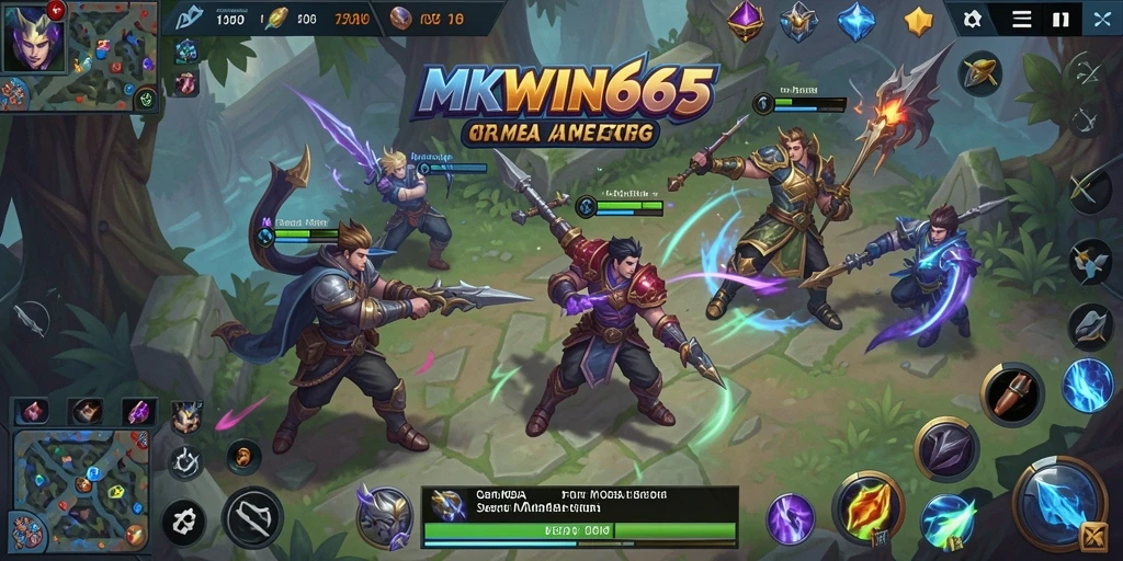 Tangkapan layar gameplay seru MKWIN666 dengan aksi MOBA yang intens.