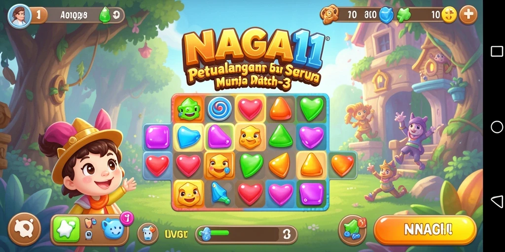 Screenshot utama NAGA11 menampilkan gameplay seru dalam dunia Match-3.
