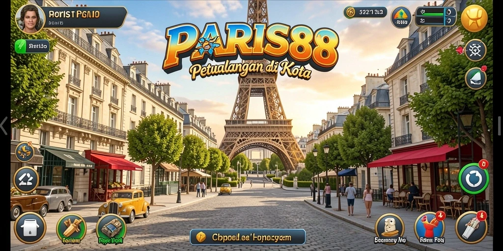 Tampilan gameplay PARIS88 dengan suasana petualangan yang mendebarkan.
