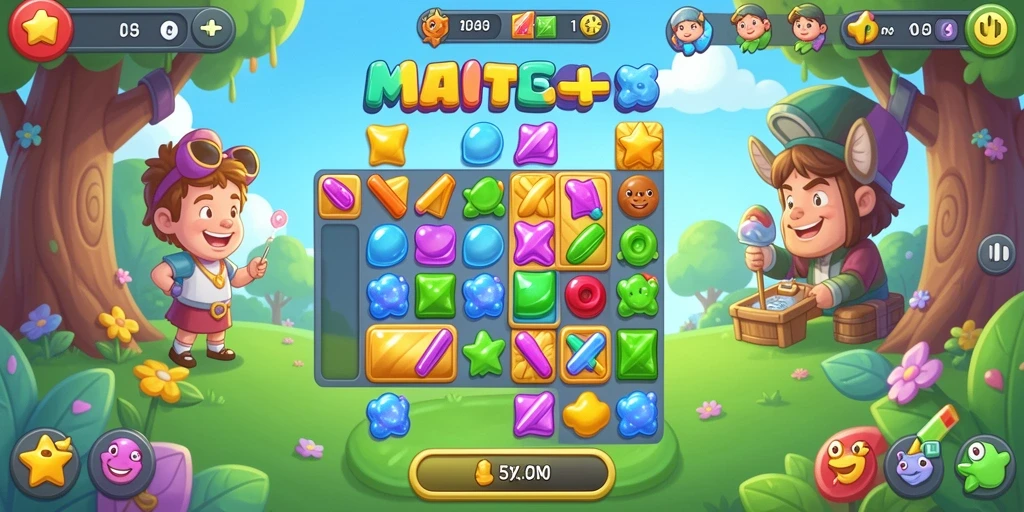 Tampilan gameplay SINTE4D dengan tantangan Match-3 yang seru.