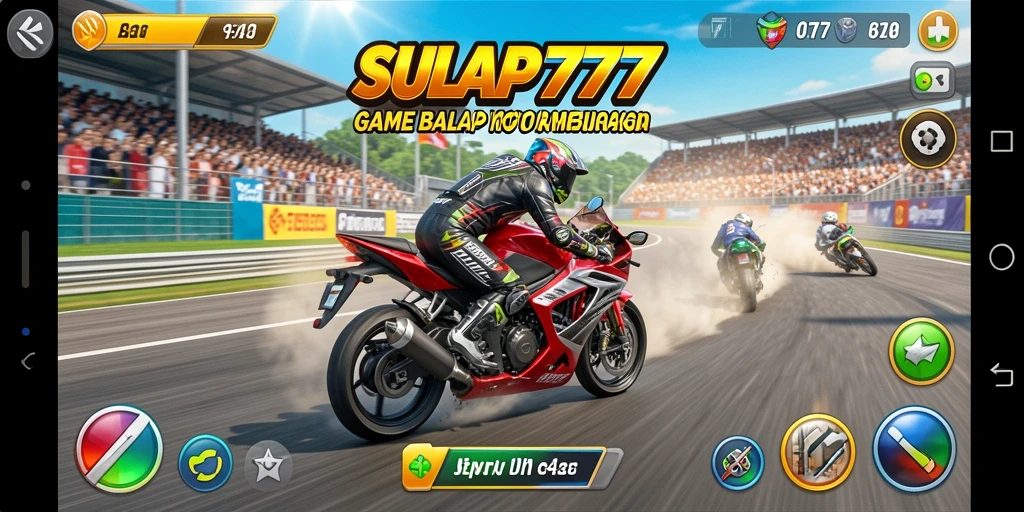Gameplay seru SULAP777 dalam aksi balap motor.