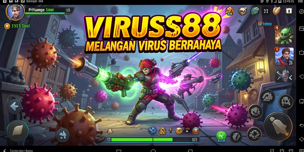 Tampilan gameplay menarik saat melawan virus di VIRUS88.